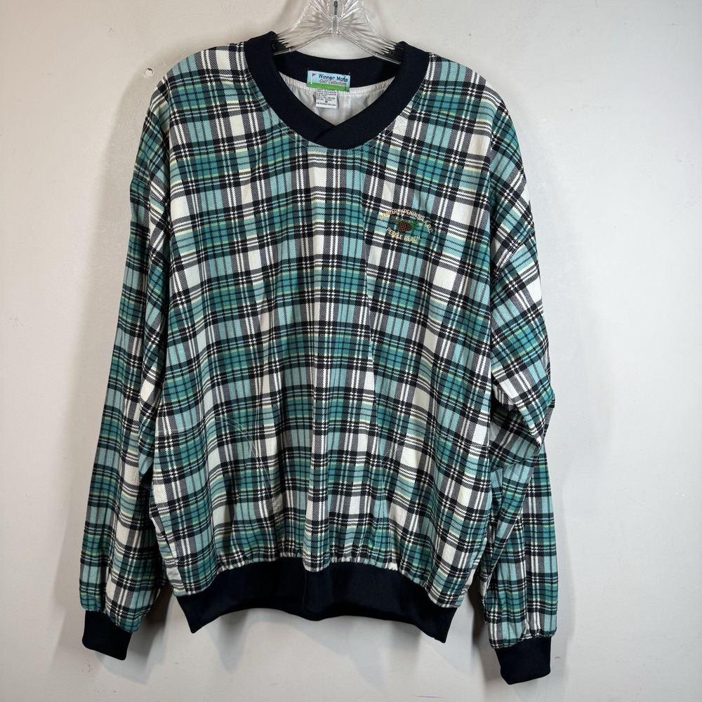 Winner Mate Golf Collection Monterey Peninsula CC Pebble Beach Pullover Plaid M
